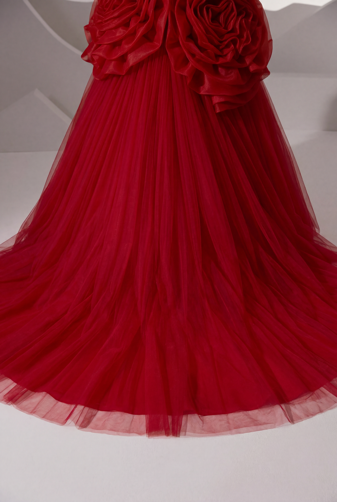 Rose Red Gothic Wedding Dress with Corset - Red Floral Wedding Dress Plus Size