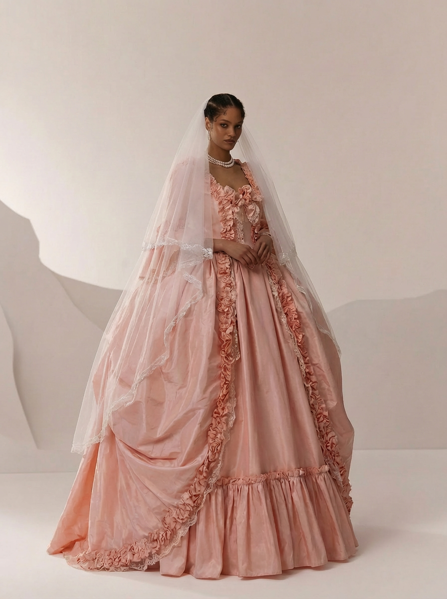 Princess Pink Antique Wedding Dress