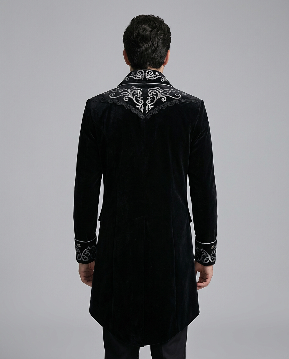 Gothic Palace Embroidered Black Regency Tailcoat Jacket for Men – Vintage Formal Ceremony Coat Tailor Made Plus Size