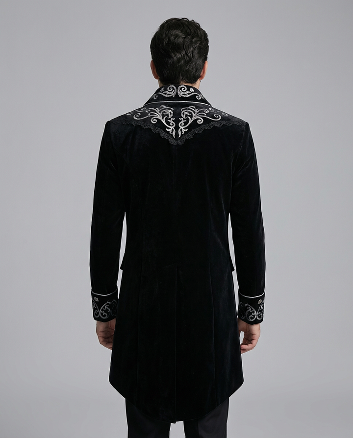 Gothic Palace Embroidered Black Regency Tailcoat Jacket for Men – Vintage Formal Ceremony Coat Tailor Made Plus Size