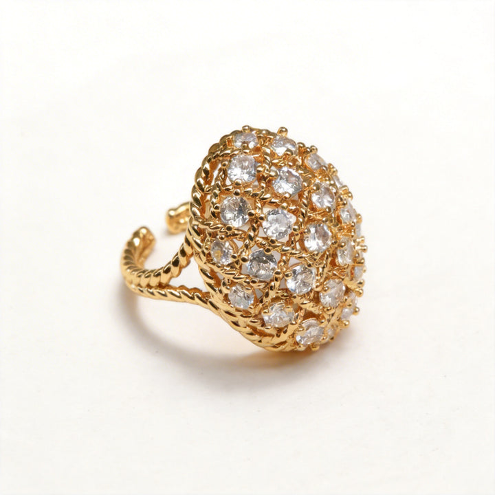 Crown of Light – Handmade Vintage-Style Crystal Dome Ring - Queen of Denmark