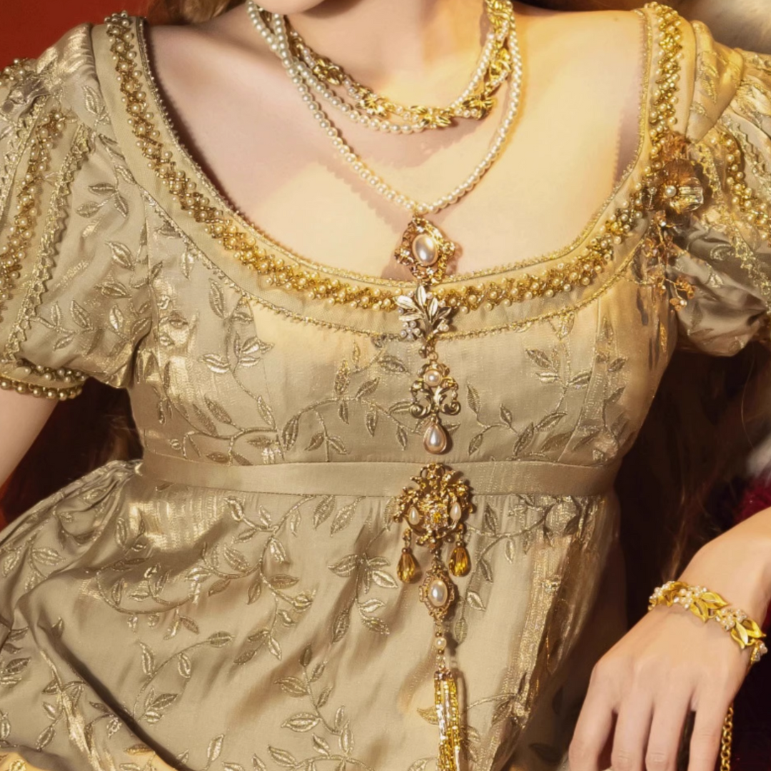 Bridgerton-Inspired Handmade Regency Era Pearl Pendant Necklace Jewelry
