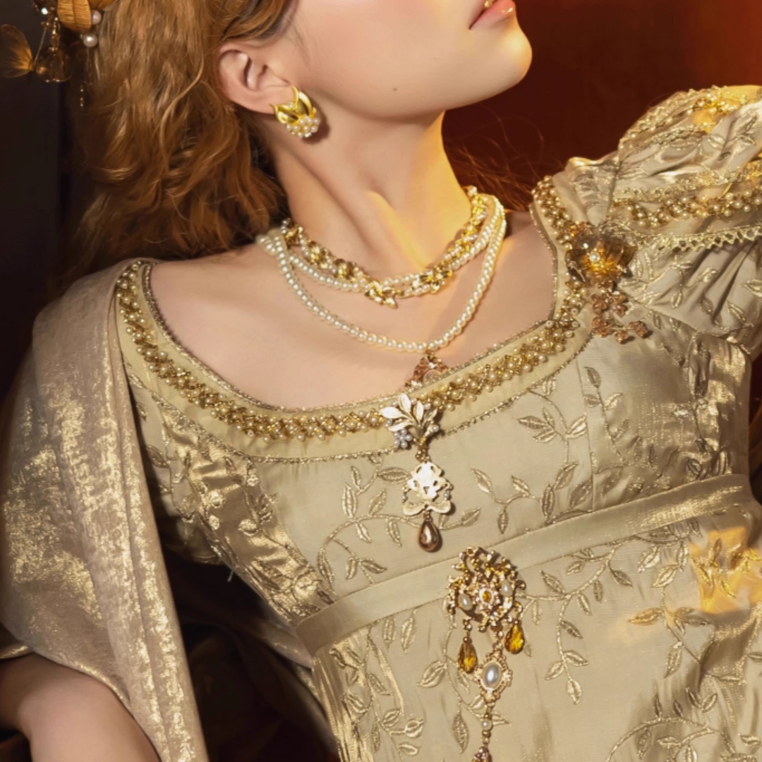 Bridgerton-Inspired Handmade Regency Era Pearl Pendant Necklace Jewelry