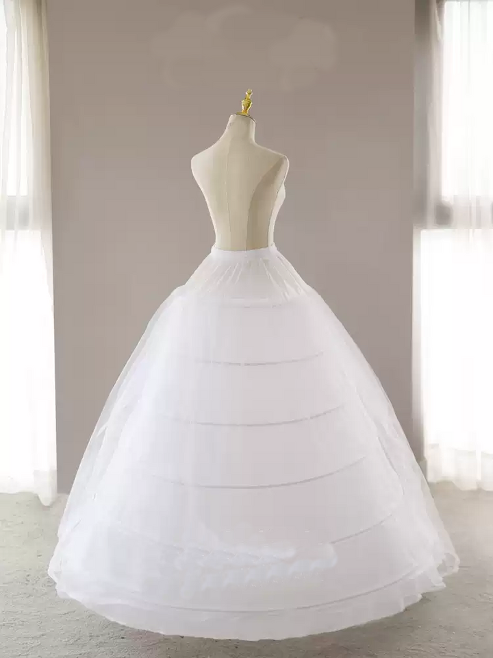 Bridal Super Full Volume 6-Bone Tulle Petticoat with Long Train