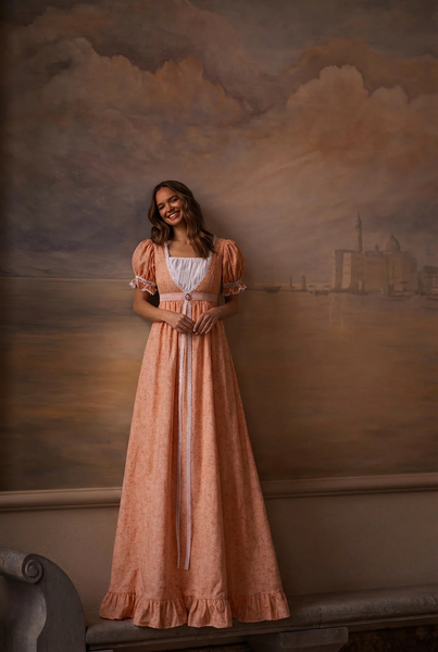 Bridgerton Inspired Light Orange Regency Era Dress