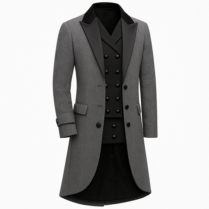 Vintage Inspired Black Tailcoat -  Tweed Blazer for Men in Plus Sizes
