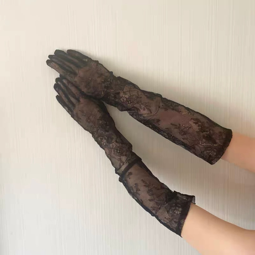 Vintage-Inspired Long Bridal Lace Gloves - Elegant Wedding Gloves