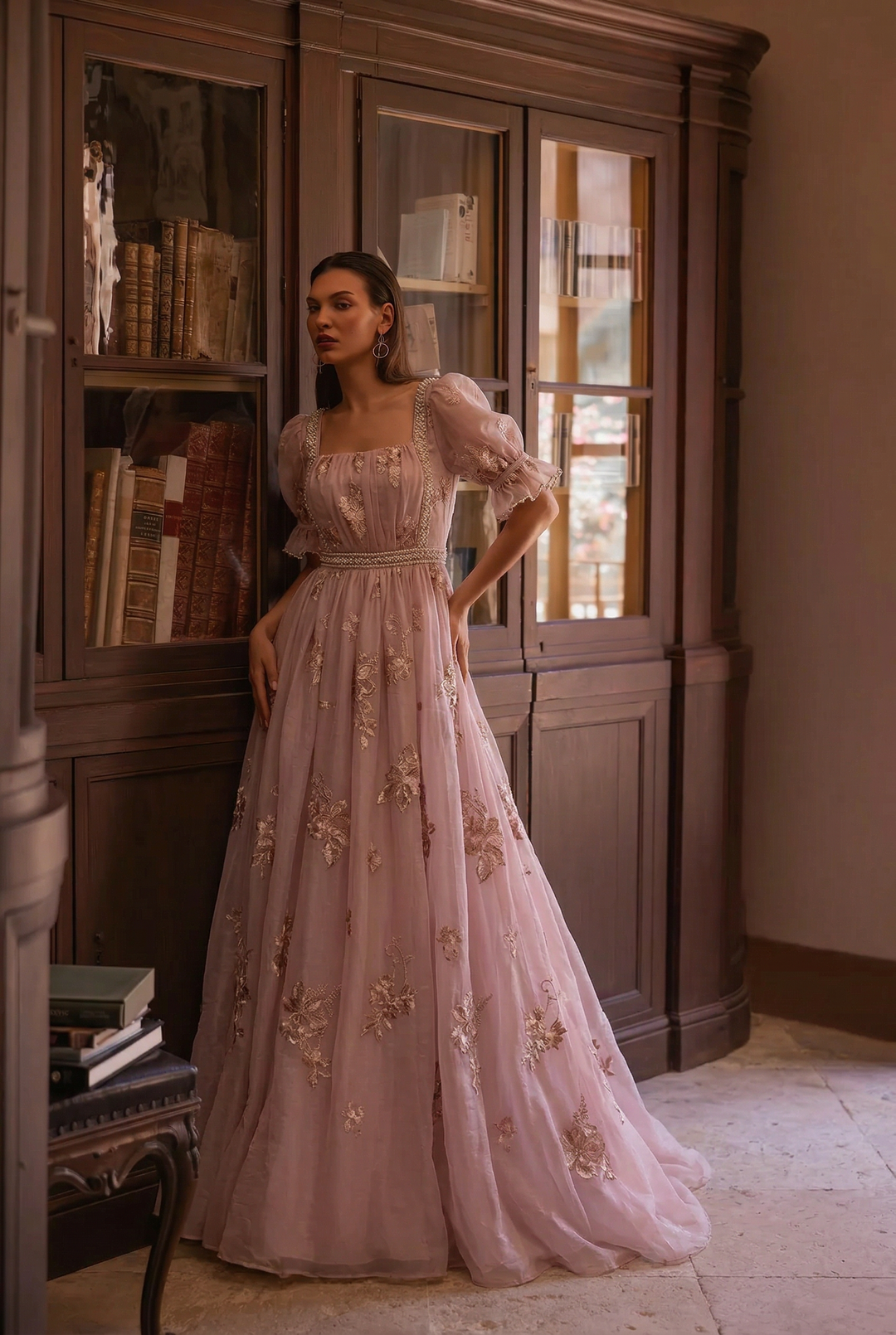 Bridgerton Regency Era Pink Dress Plus Size - Empire Waist Ball Gown - Regency Wedding Dress - Custom Made