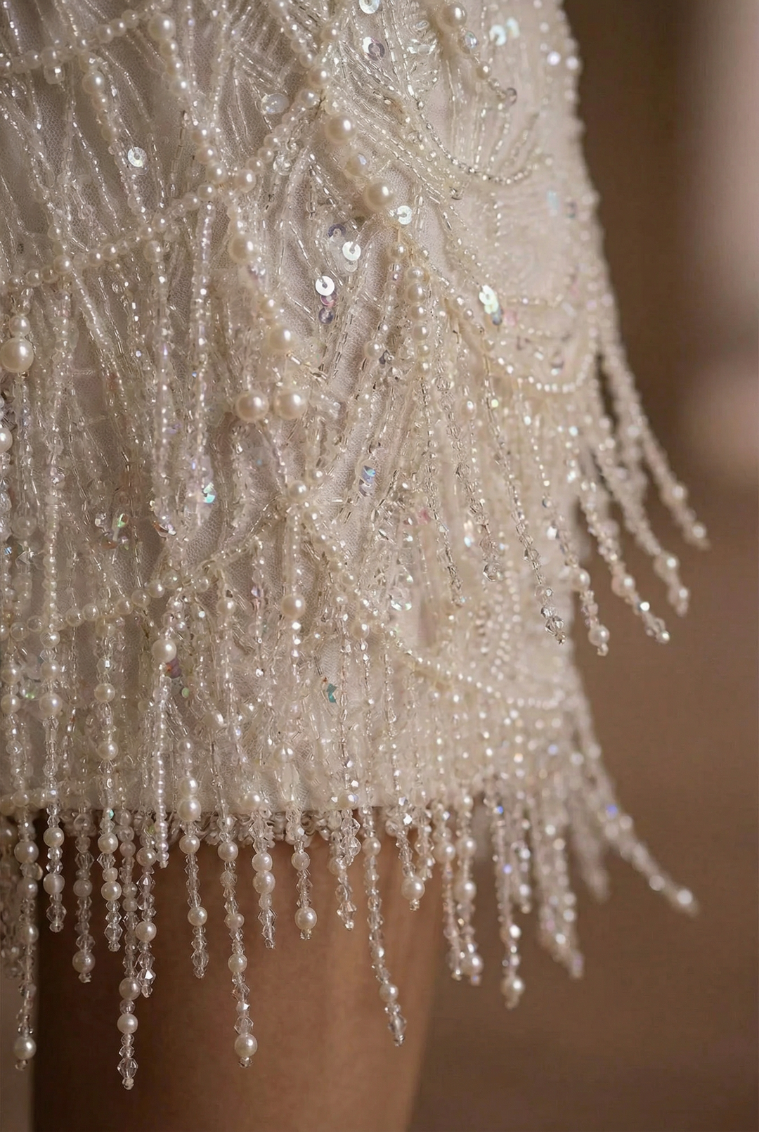 Short White Wedding Dress with Strapless Beaded Fringe – Short Bridal Wedding Dress - Short Beaded Wedding Dress Plus Size