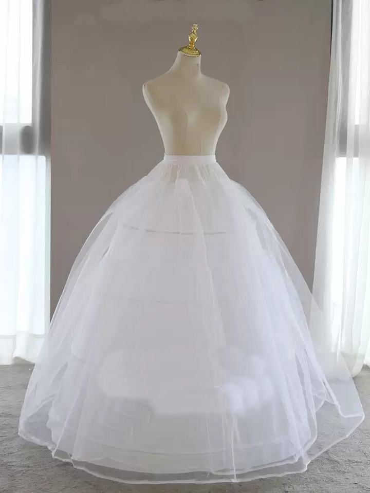 Bridal Double-Layer Tulle Super Full Hoop Petticoat with Long Train