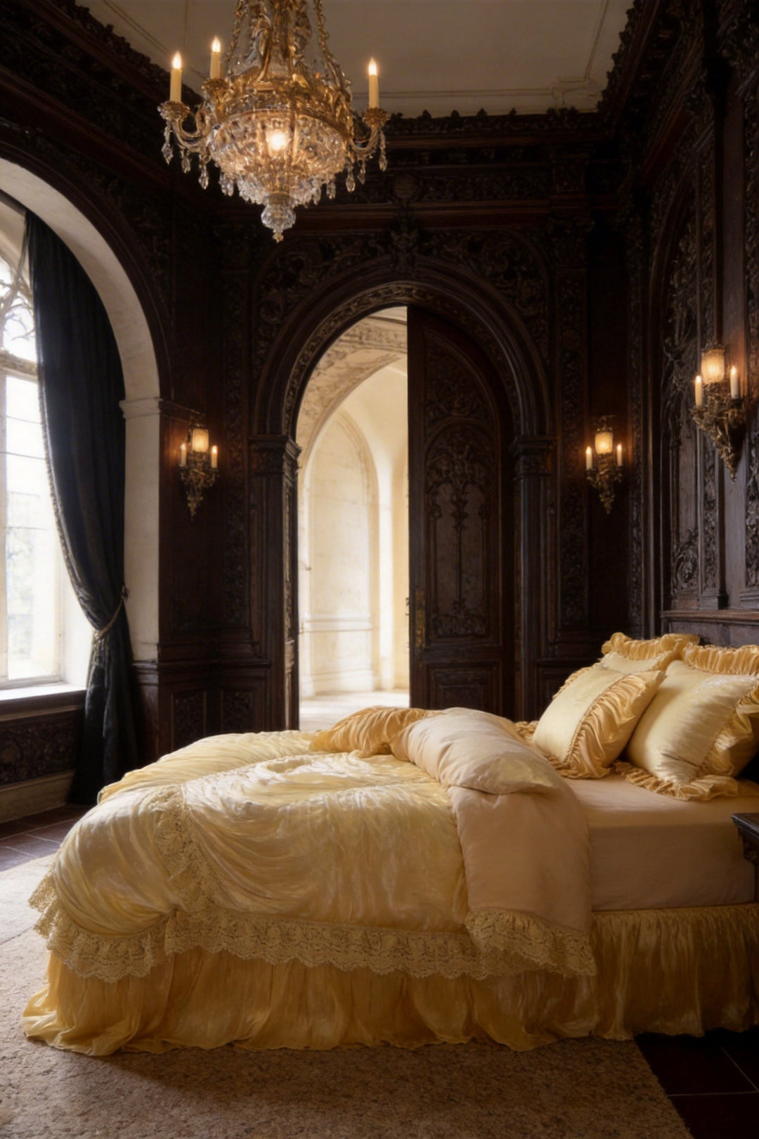 The 'Golden Manor' Golden Yellow Pure Cotton Bedding Set
