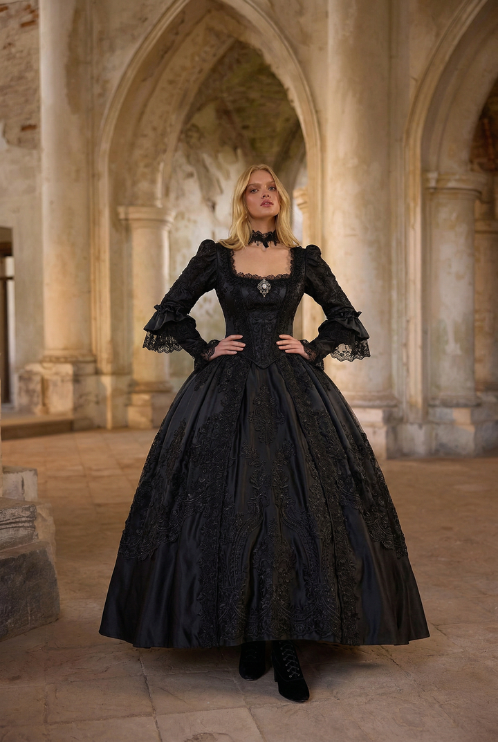 victorian woman dress Black Gothic this dress is the perfect combination of elegance and mystery Uillui Women's Vintage Rococo Ball