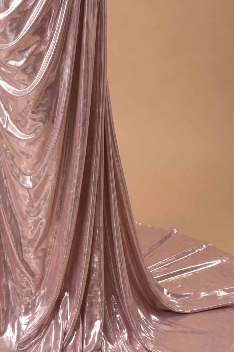 Blush Pink Off-the-Shoulder Velvet Evening Gown with Train - Plus Size