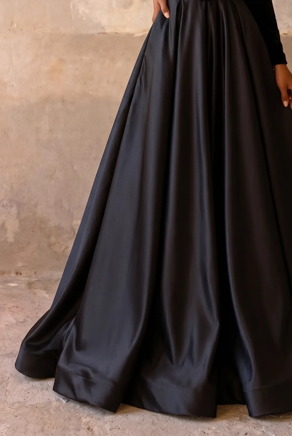 Black Velvet Gothic Ball Gown with Deep V Neckline, Long Sleeves and Lace-Up Back – Formal Evening Dress Plus Size