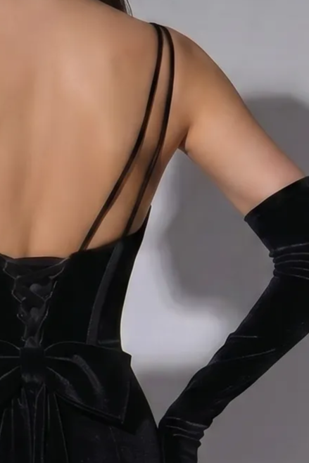 Black Velvet Mermaid Formal Dress - Plus Size