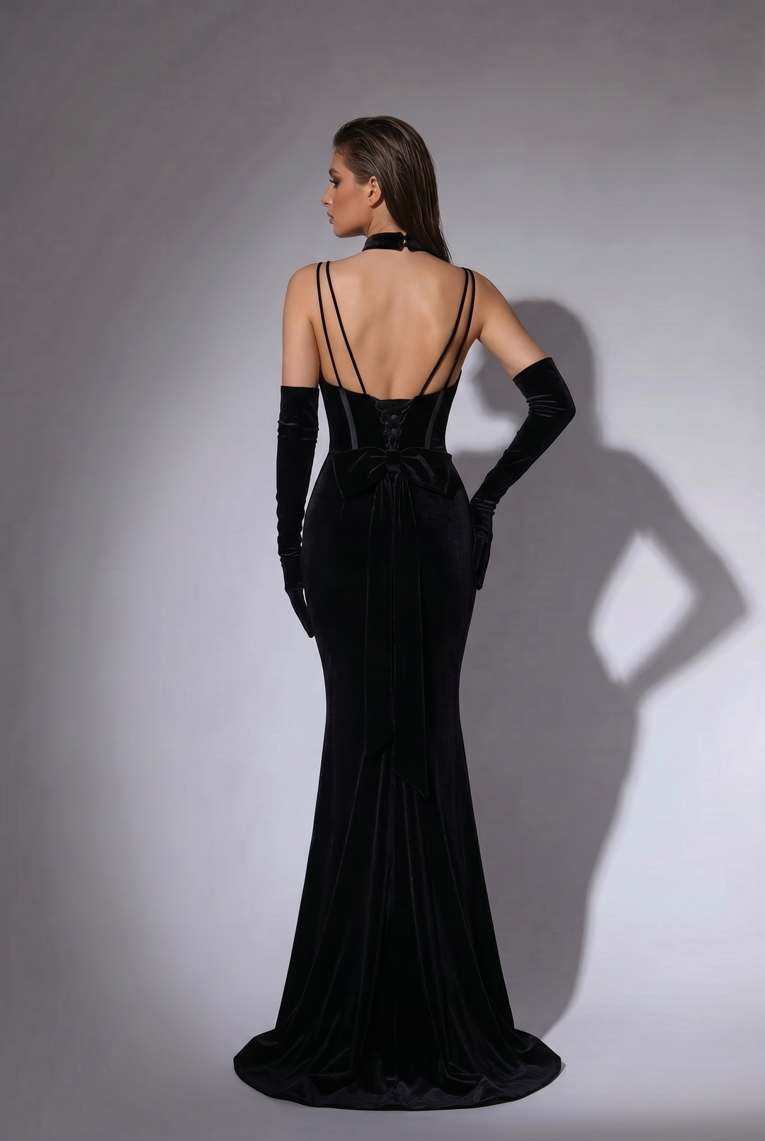 Black Velvet Mermaid Formal Dress - Plus Size