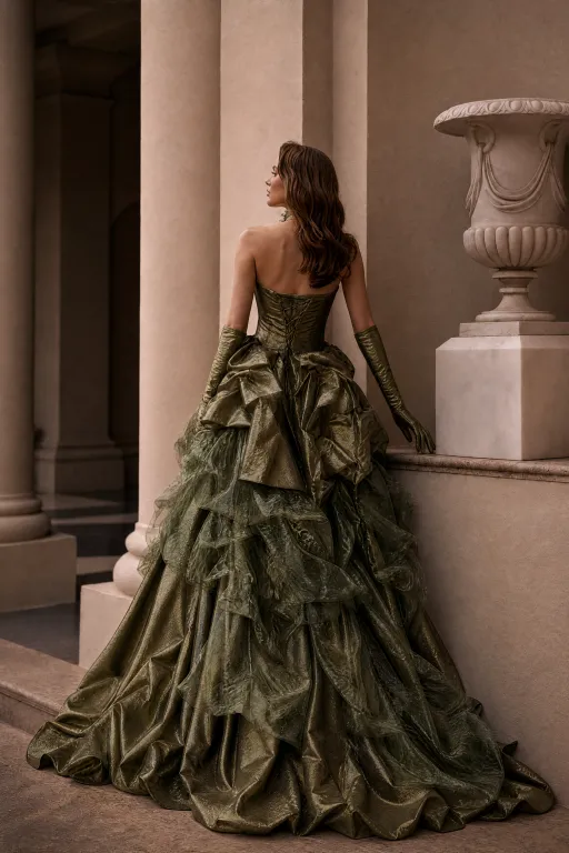 Black and Gold Gothic Ball Gown with Sequin Corset and Ruffled Organza Evening Dress Plus Size