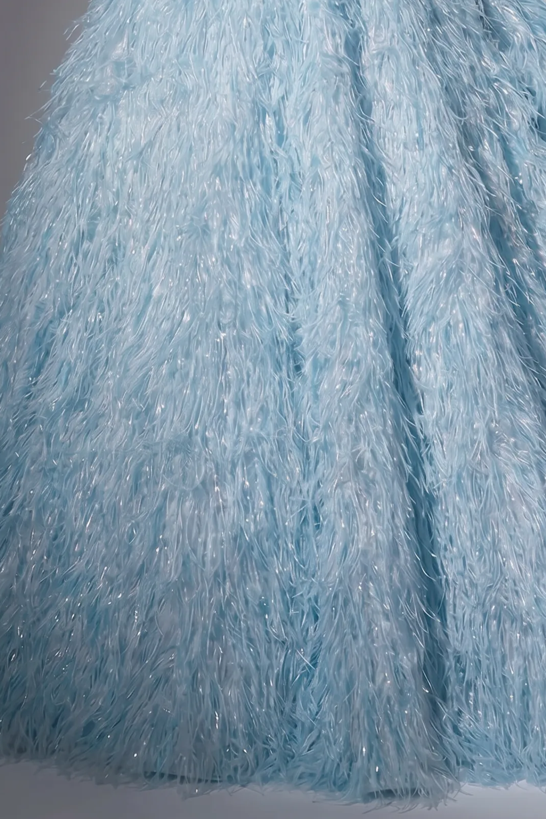 Blue Ball Gown with Off-the-Shoulder Neckline, Crystal Embellished Bodice and Feather Skirt – Formal Evening Dress Plus Size