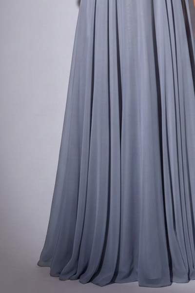 Ice Blue Satin Evening Gown with Strapless Corset Bodice, A-Line Skirt and Detachable Tulle Gloves – Formal Dress Plus Size