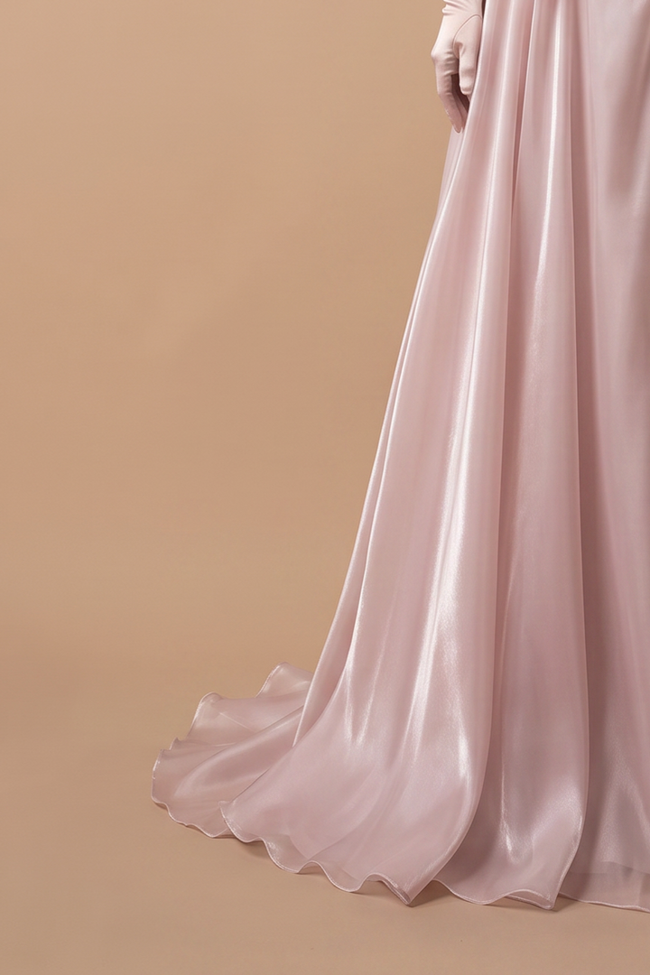 Blush Pink Off the Shoulder Satin Evening Dress with Draped Bodice and A-Line Skirt – Elegant Formal Gown Plus Size