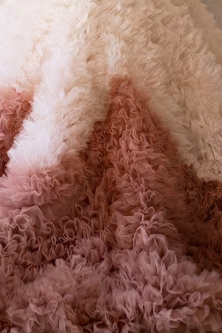 Blush Pink Ombre Ruffle Ball Gown with Strapless Corset Bodice Romantic Couture Princess Dress Fantasy Evening Gown Plus Size