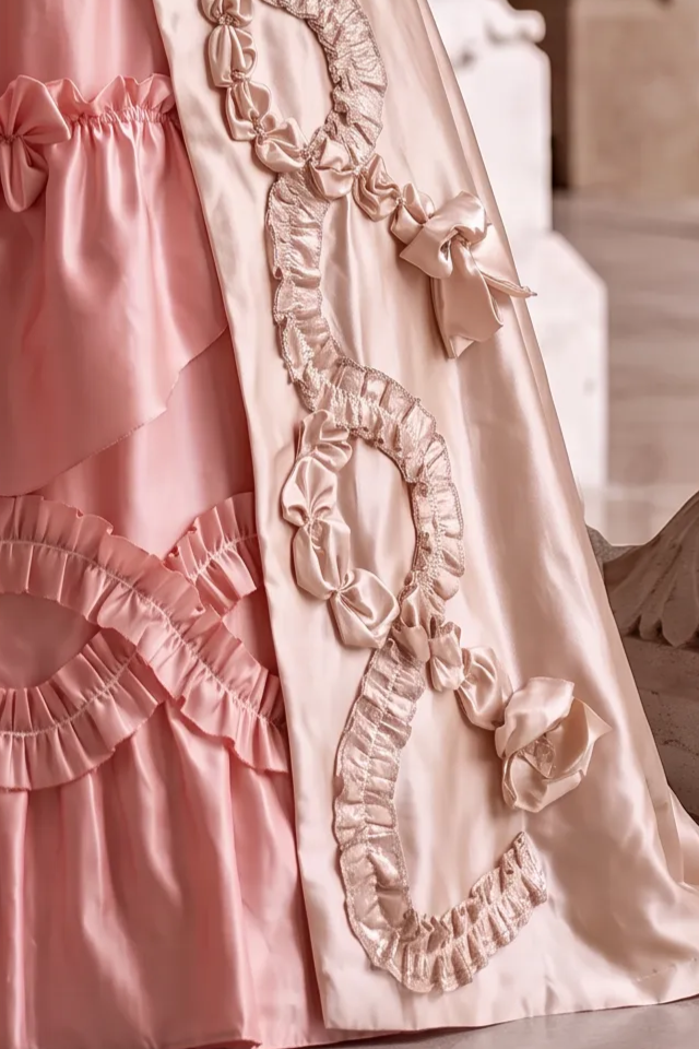 Blush Pink Rococo Fantasy Gown with Champagne Gold Accents - Baroque Court Dress Plus Size