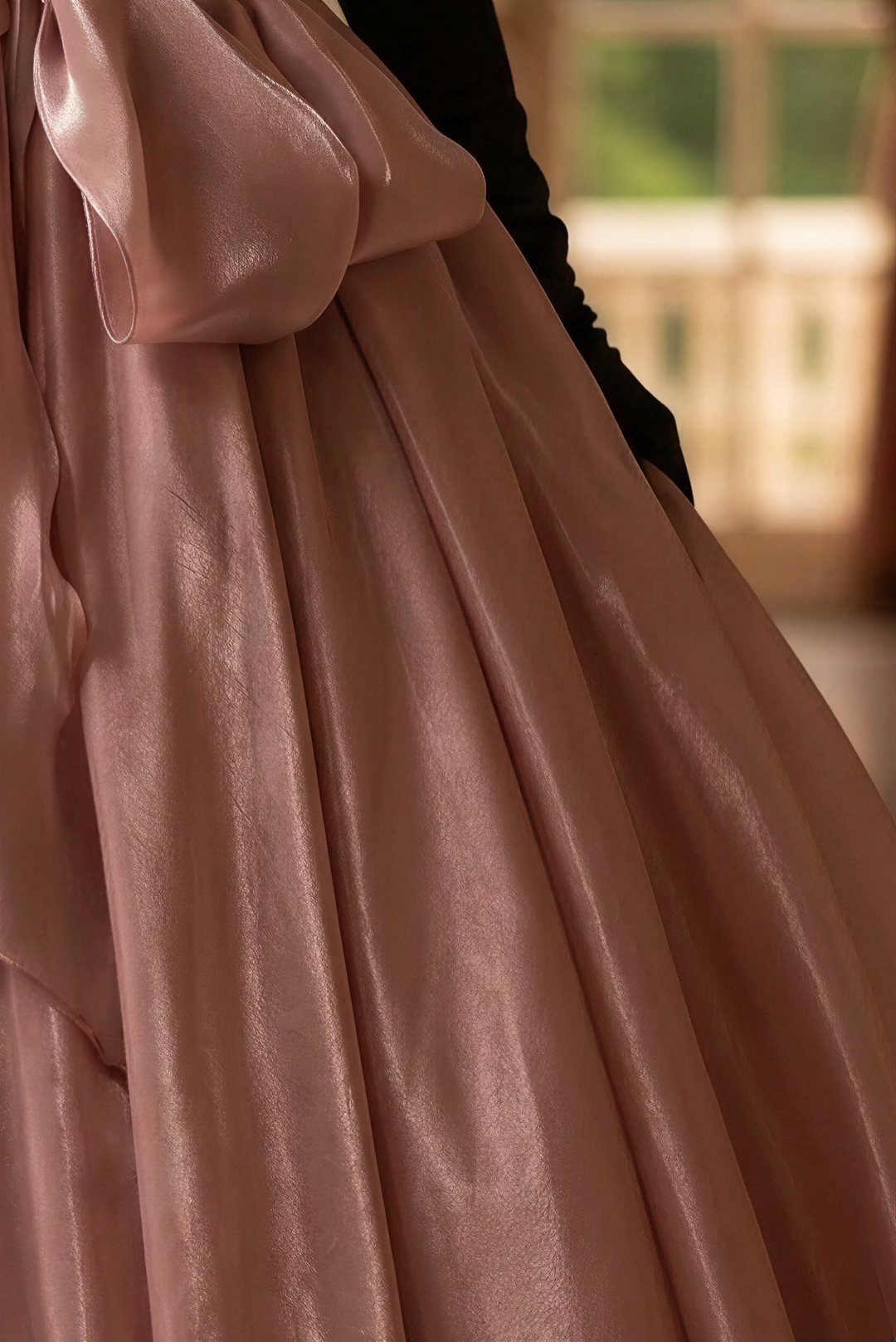 Blush Pink Satin Evening Dress - Corset Back Wedding Dress with Luxe Bow Detail Plus Size