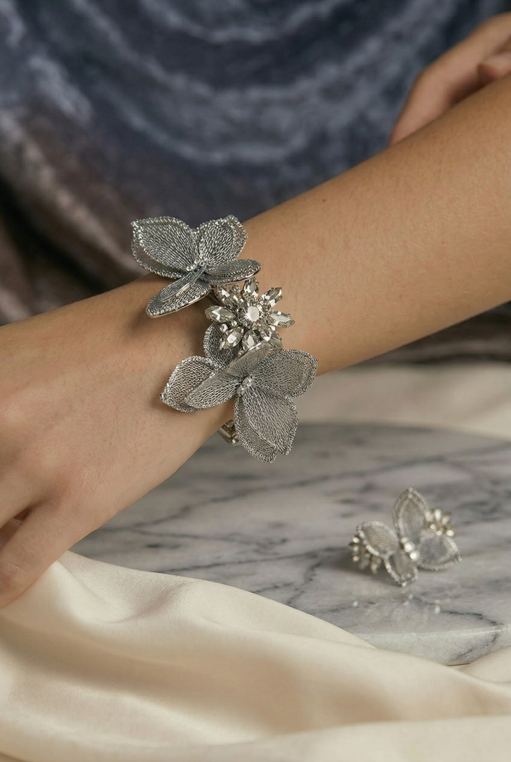Victorian-Inspired Butterfly Lace Floral Bracelet for Bridesmaids -  Handmade Elegant Wedding Accessory