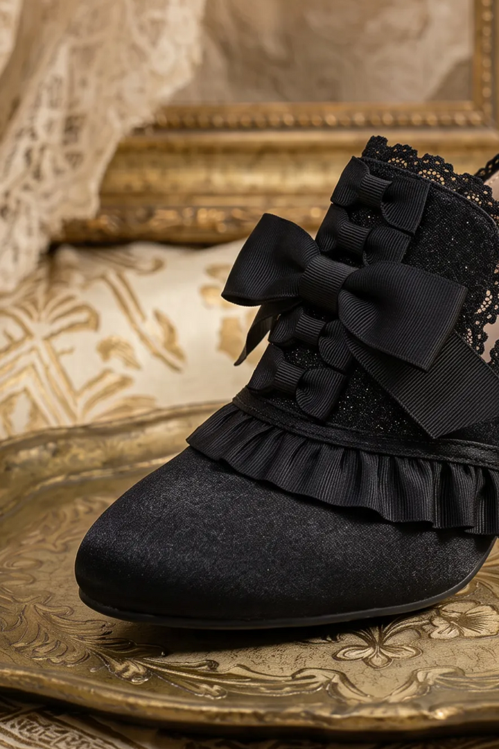 Bridgerton Inspired Golden Regency Heels and Lolita Mules - Lolita Shoes