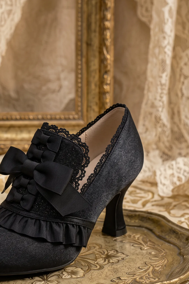 Bridgerton Inspired Golden Regency Heels and Lolita Mules - Lolita Shoes