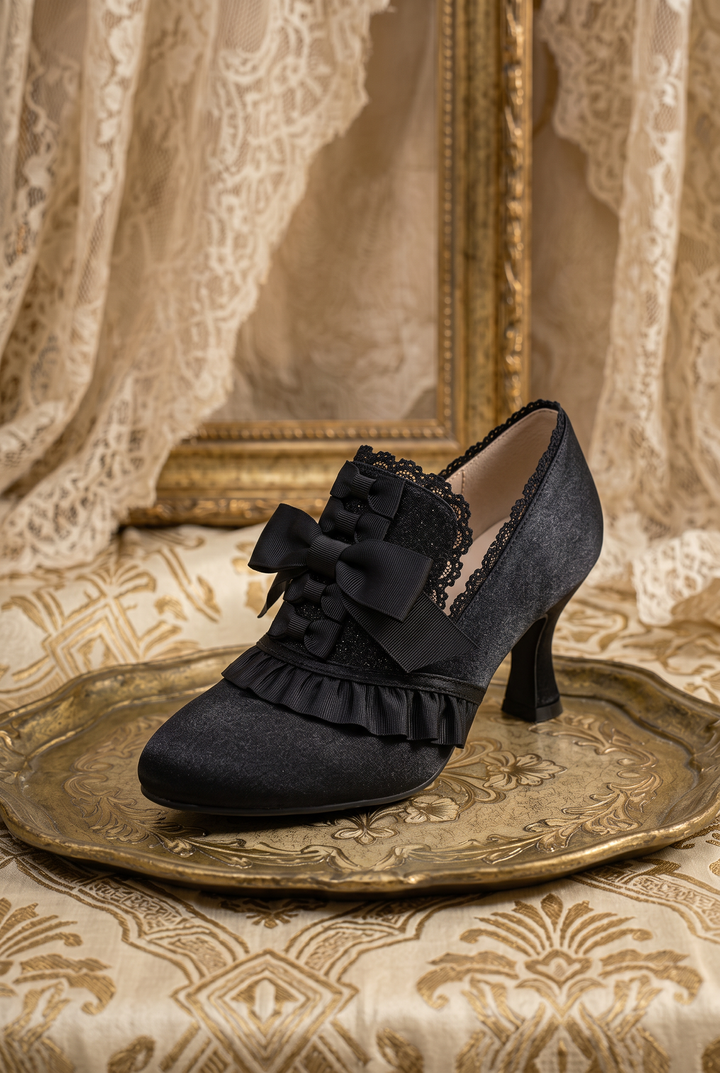 Bridgerton Inspired Golden Regency Heels and Lolita Mules - Lolita Shoes