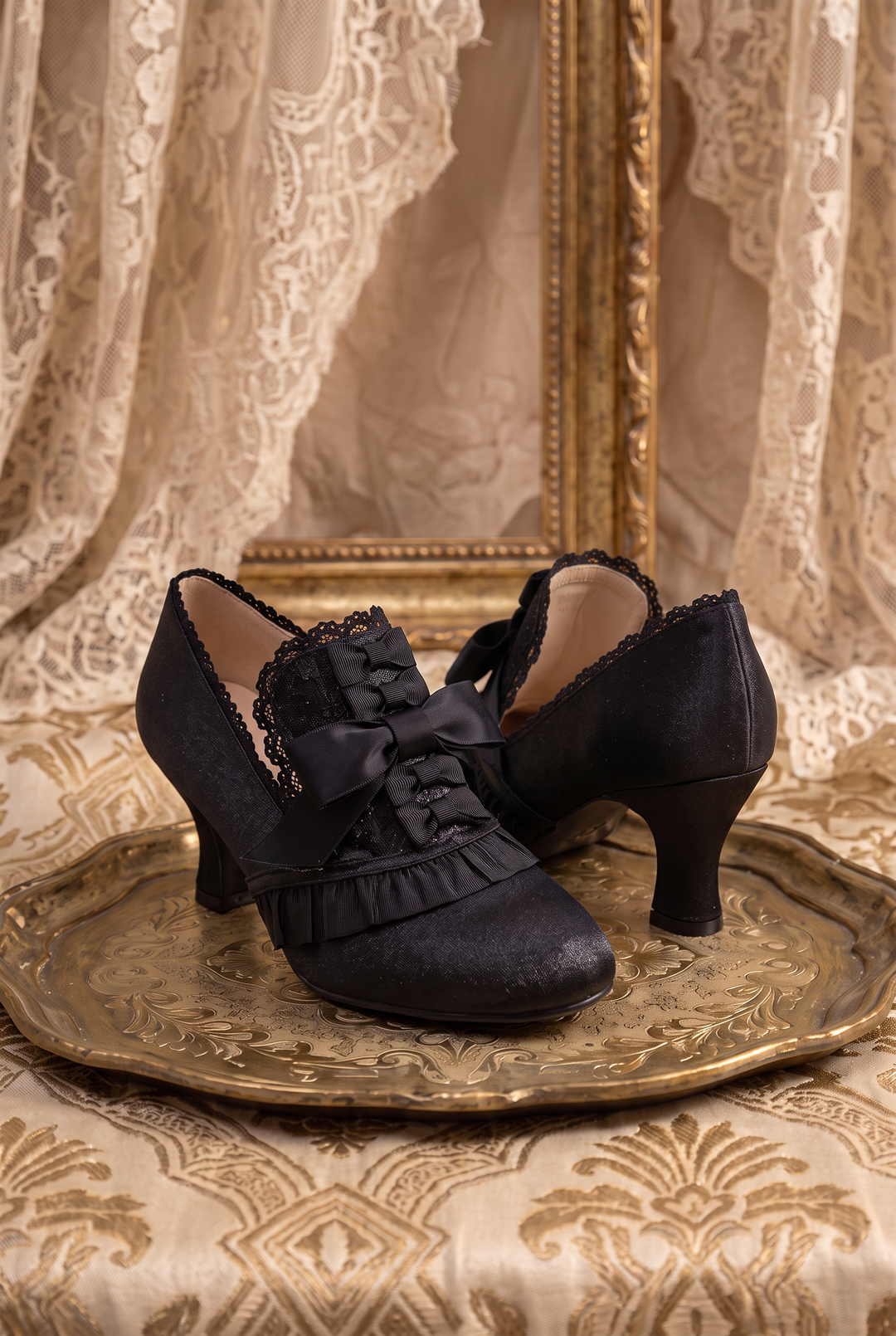 Bridgerton Inspired Golden Regency Heels and Lolita Mules - Lolita Shoes