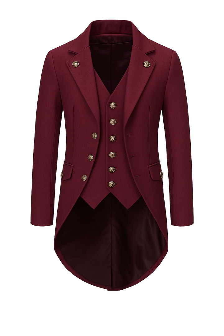 British Palace Tailcoat Long Suit Jacket for Men - Casual Plus Size Two-Piece Outfit with Personality for Hosting and Performances- Plus Size