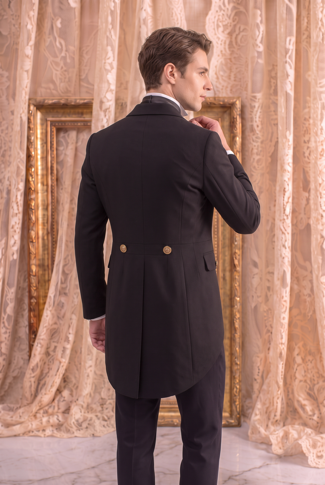 British Palace Tailcoat Long Suit Jacket for Men - Casual Plus Size Two-Piece Outfit with Personality for Hosting and Performances- Plus Size
