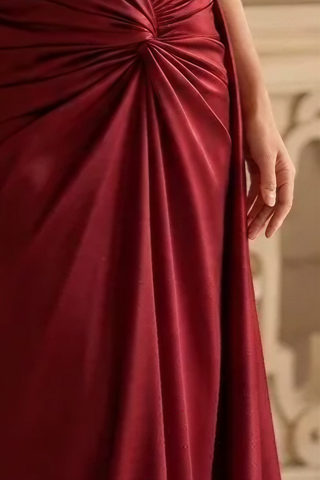 Burgundy Satin Evening Gown with Crystal Corset Bodice and Draped Skirt Elegant Off Shoulder Formal Dress Old Money Couture Gown Plus Size