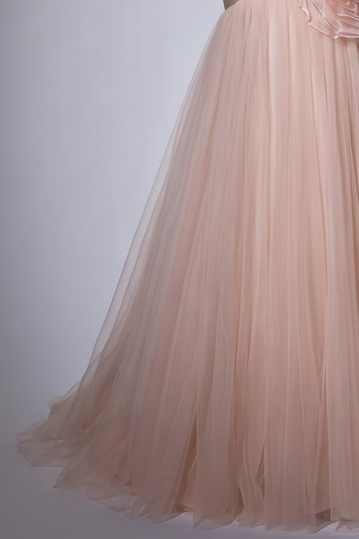 Champagne Pink Off-the-Shoulder Mermaid Evening Gown with Organza Rose and Tulle Skirt – Luxury Satin Formal Dress Plus Size
