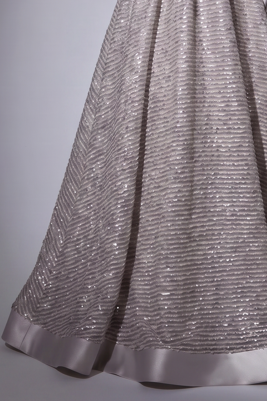 Champagne Pink Striped Evening Gown with Corset Back - Sweetheart Neckline Dress with Flared Skirt Plus Size