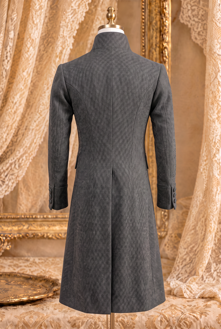 Charcoal Regency Tailcoat for Men - Classic Bridgerton-Inspired Formal Jacket Plus Size