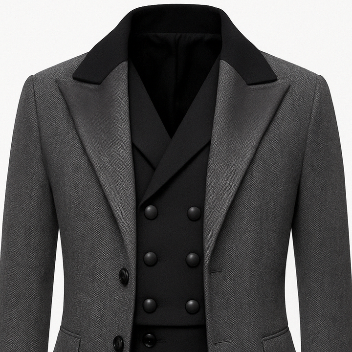 Vintage Inspired Black Tailcoat -  Tweed Blazer for Men in Plus Sizes
