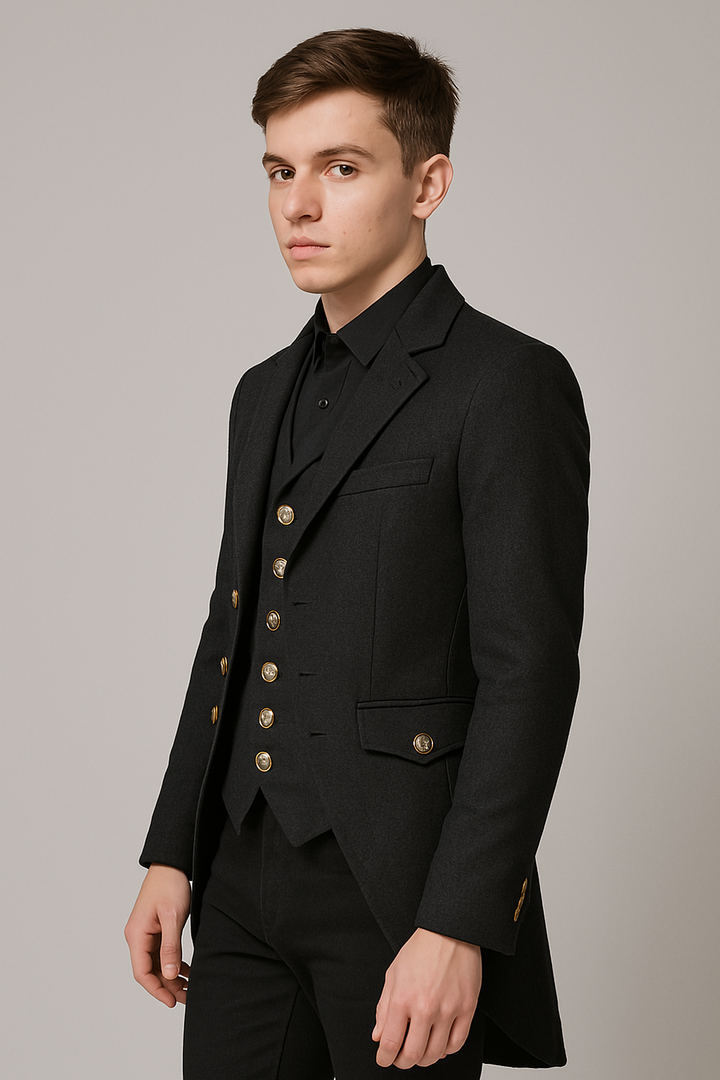 British Palace Tailcoat Long Suit Jacket for Men - Casual Plus Size Two-Piece Outfit with Personality for Hosting and Performances- Plus Size