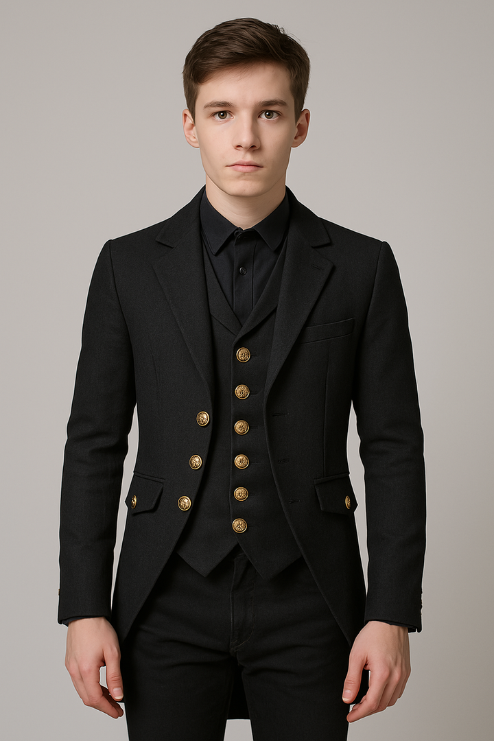 British Palace Tailcoat Long Suit Jacket for Men - Casual Plus Size Two-Piece Outfit with Personality for Hosting and Performances- Plus Size