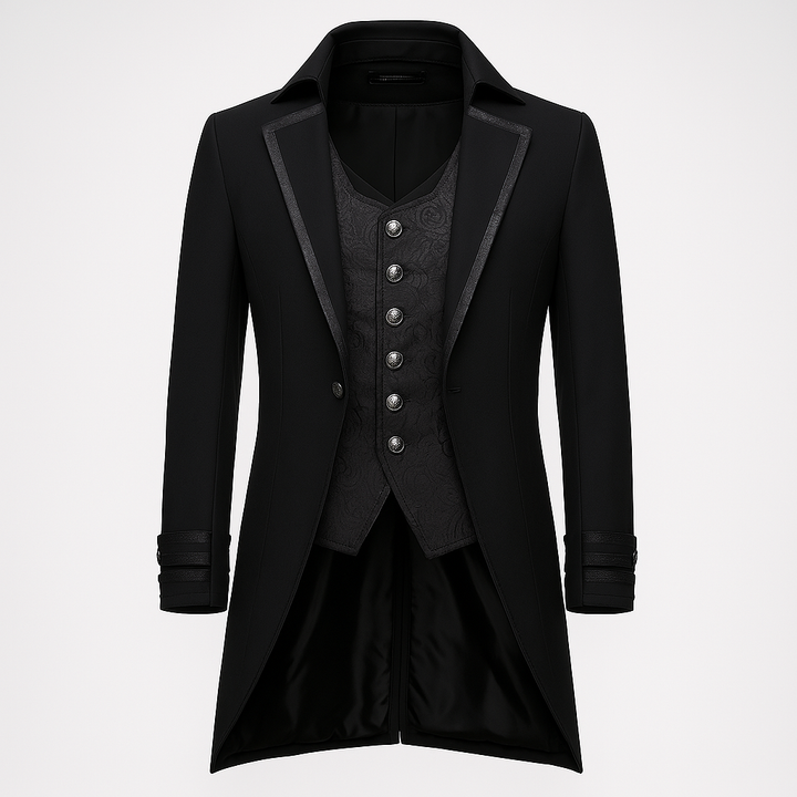 Bridgerton Jacquard Men's Suit - Regency Men's Black Coat - Vintage Inspired Men's Costume - Plus Size