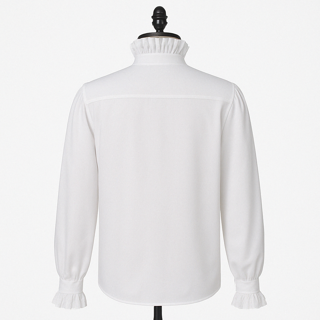 Vintage Long Sleeve Medieval White Ruffle Lace Shirts For Men Gothic Party -Plus Size
