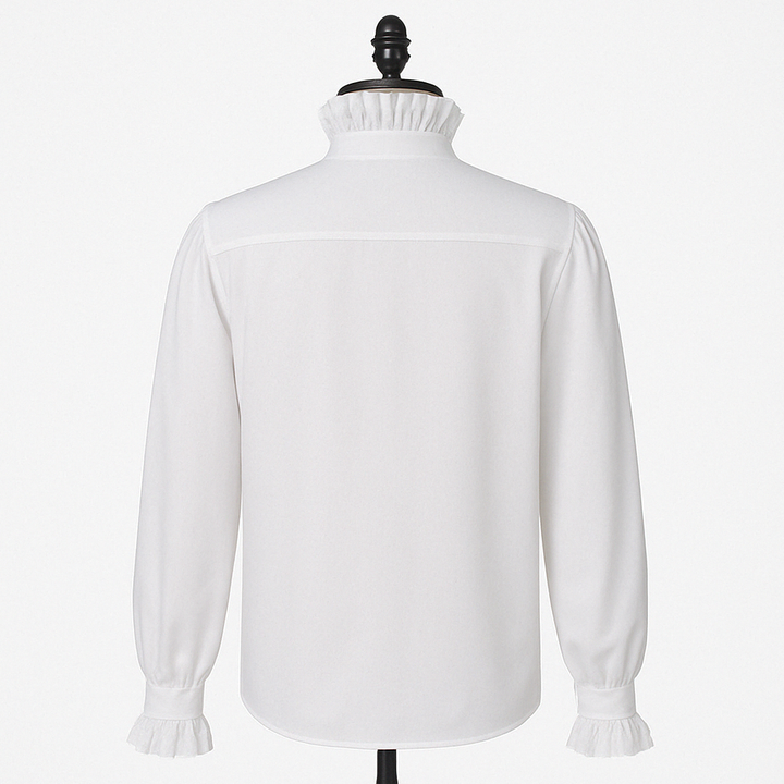 Vintage Long Sleeve Medieval White Ruffle Lace Shirts For Men Gothic Party -Plus Size