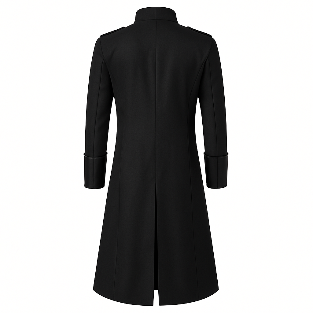 Men's Vintage Gothic Victorian Black Long Leather Tailcoat  Metal Retro Button -Plus Size