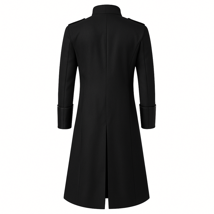 Men's Vintage Gothic Victorian Black Long Leather Tailcoat  Metal Retro Button -Plus Size
