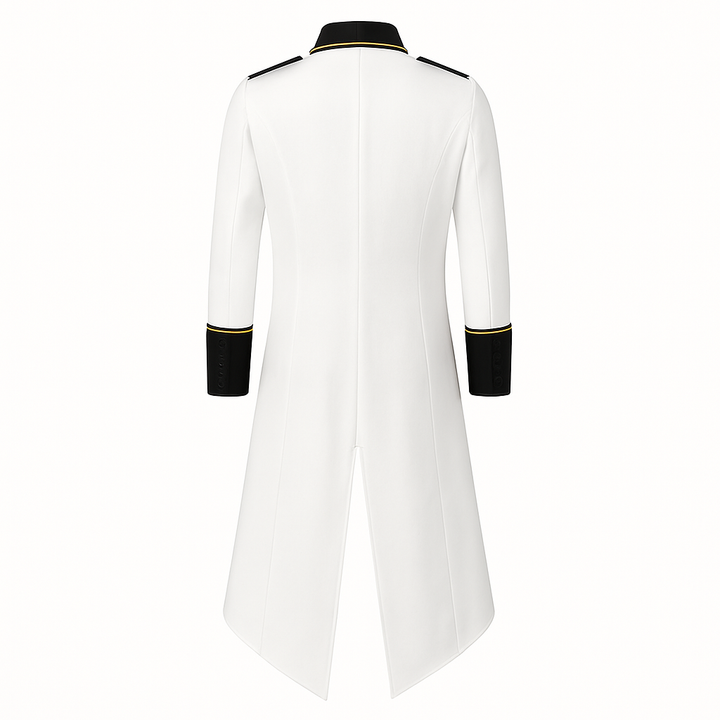 Gothic Style White Tailcoat Suit with Gold Trim - Coat For Men -Plus Size