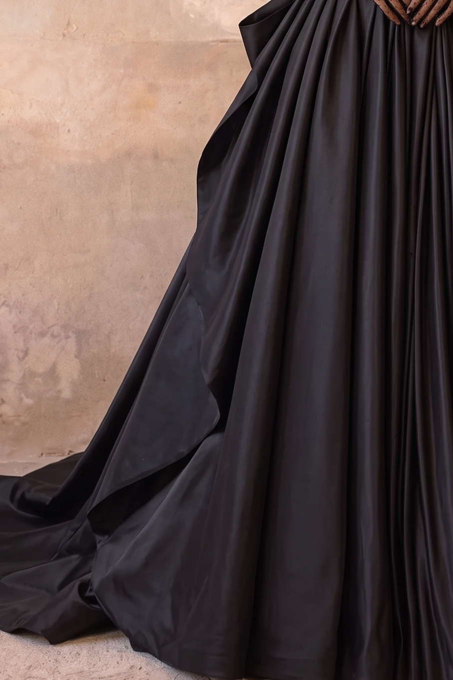 Classic Gothic Black Strapless Wedding Dress Plus Size