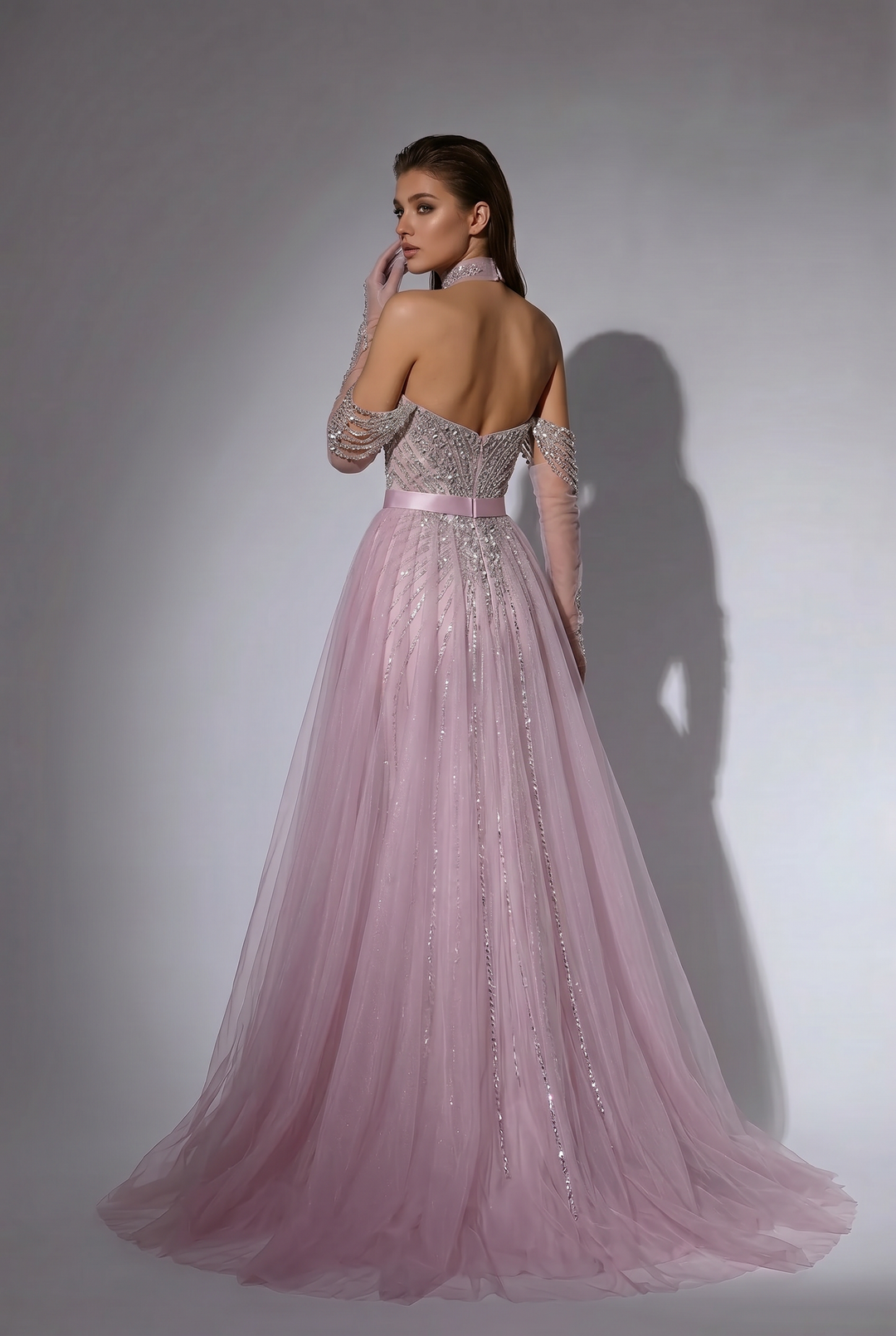 Dusty Blush Pink Mermaid Evening Gown with Detachable Tulle Overskirt, Off-the-Shoulder Neckline and Beaded Corset – Formal Dress Plus Size