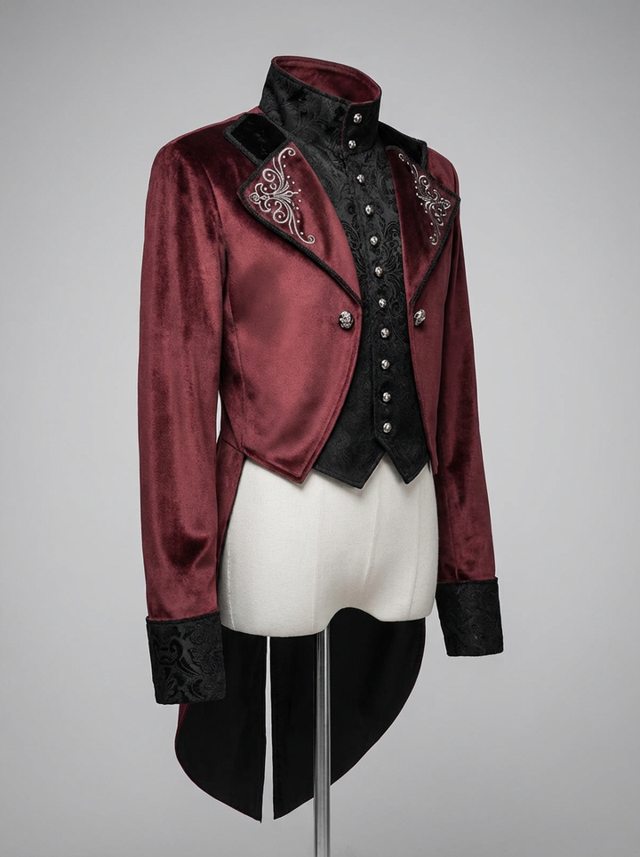 Bridgerton Inspired Men Tailcoat Regency Era Style - Victorian Long-Tailed Tuxedo  - Embroidered High Collar Velvet Suit For Men - Charity Sale